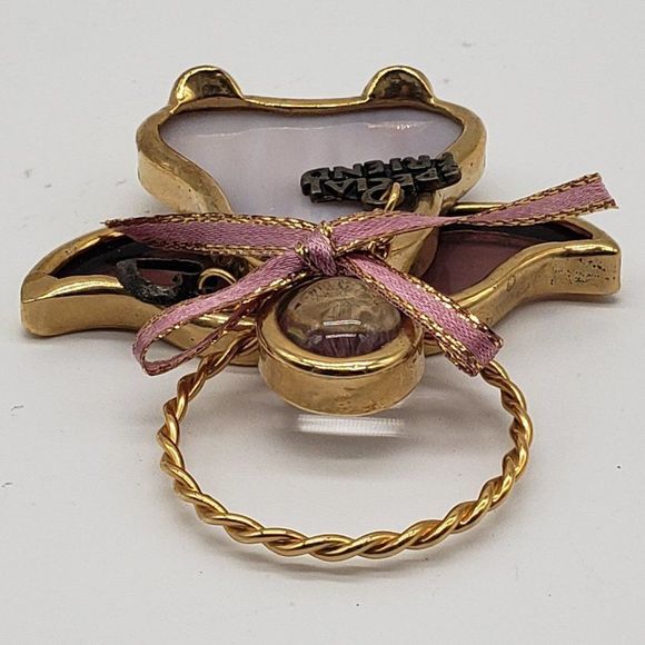 𝅺Stained Glass Pink White Clear Gold Special Friend Angel Ornament - Picture 7 of 12